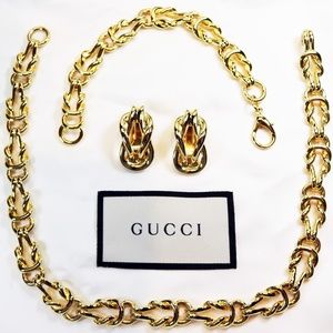 ⚜️ GORGEOUS Vintage Equestrian Collector’s PAOLO Gucci Gold Tone Jewelry Set